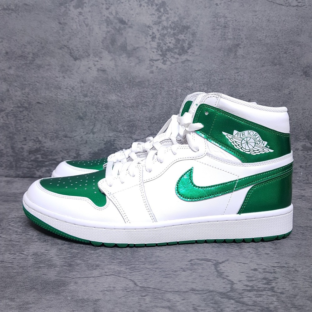 NIKE AIR JORDAN 1 Retro High Golf Shoes Mens 14 White Pine Green DQ0660-130